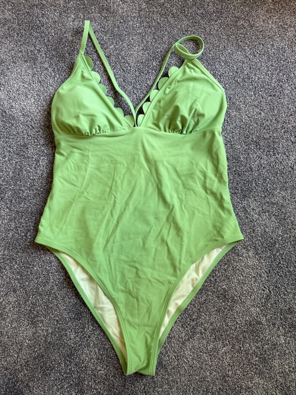 Women’s Scallop-Trim Green One-Piece swimsuit